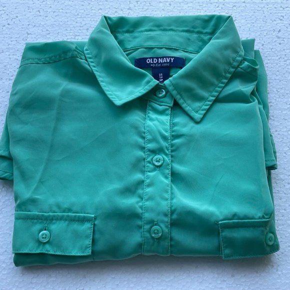 Old Navy Women Top Shirt Long Sleeve Collared Shirt Green Size XS - Picture 7 of 10